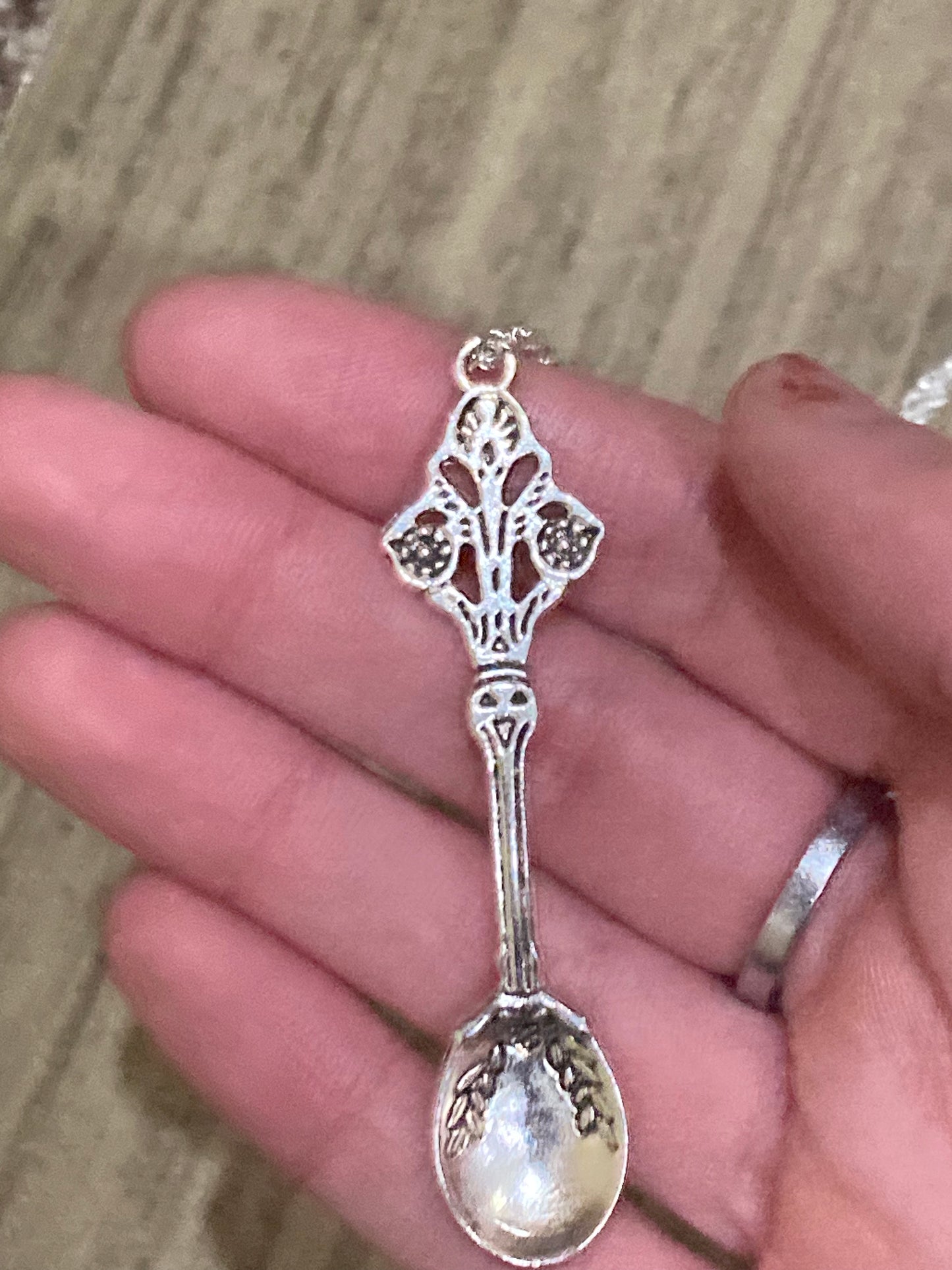 Rustic spoon pendant necklace